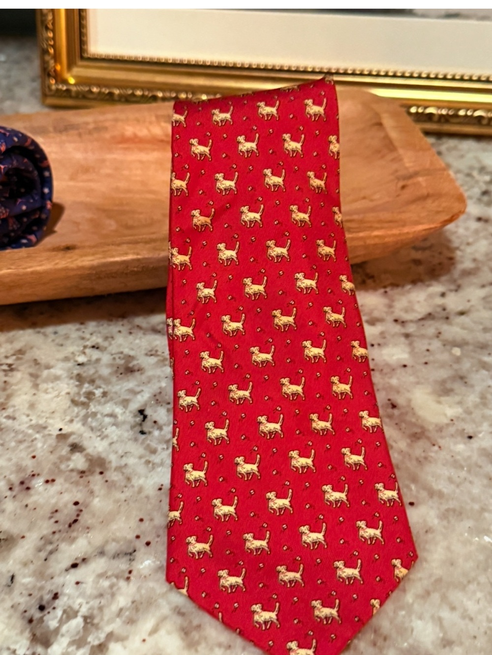 Vineyard Vines Red men’s tie with Small Dog Motif